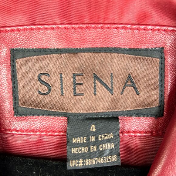 Siena Vintage 90's Red Leather Blazer Button Front Collared Lined Jacket Retro 4 - Picture 11 of 16
